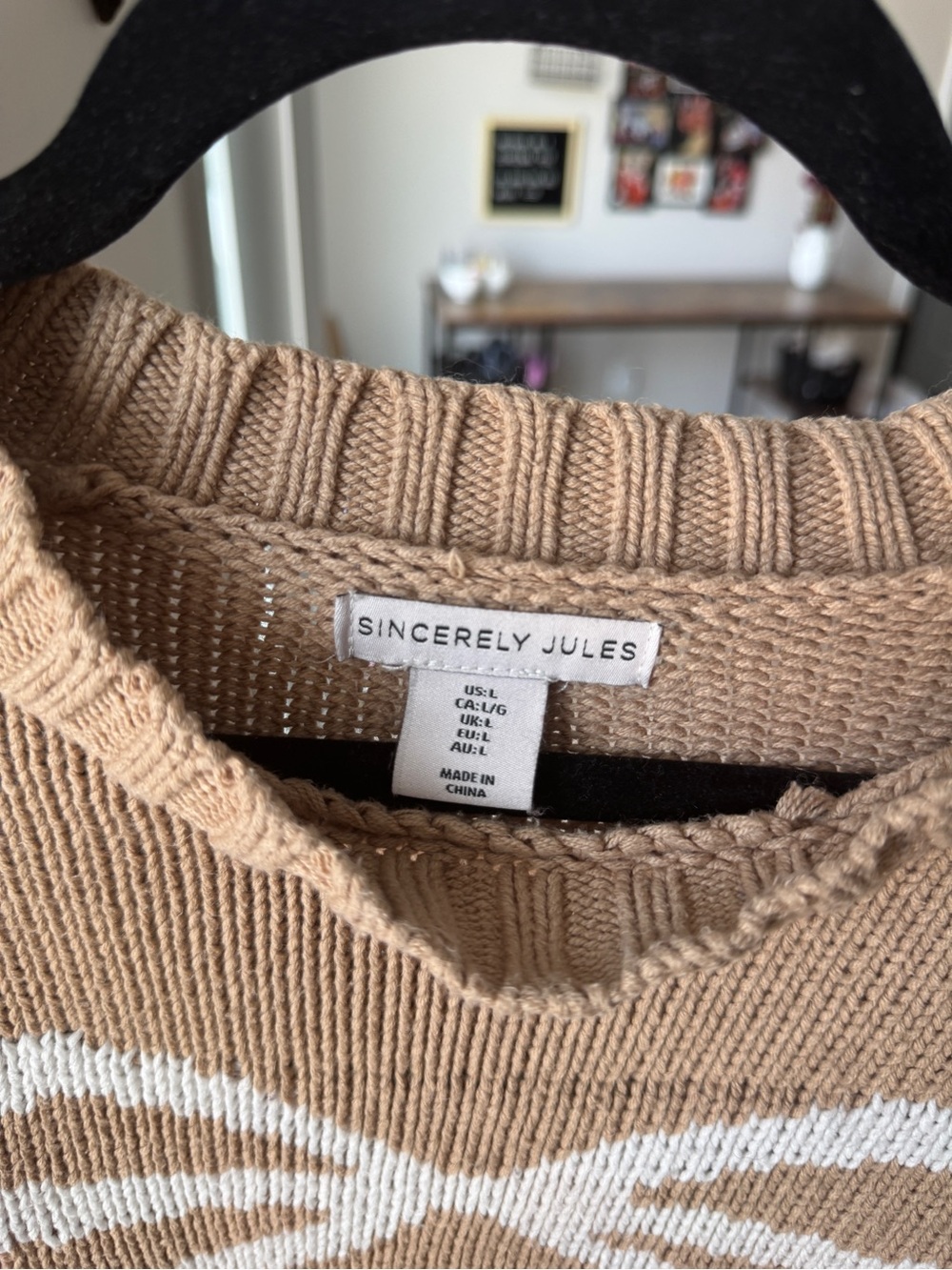 Sincerely Jules Beige Crewneck Sweater with White Bow - Picture 5 of 6